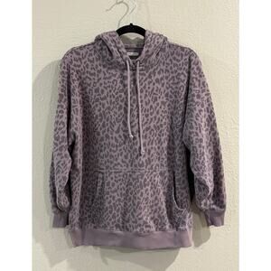 American Eagle Purple Leopard Print Hoodie XS